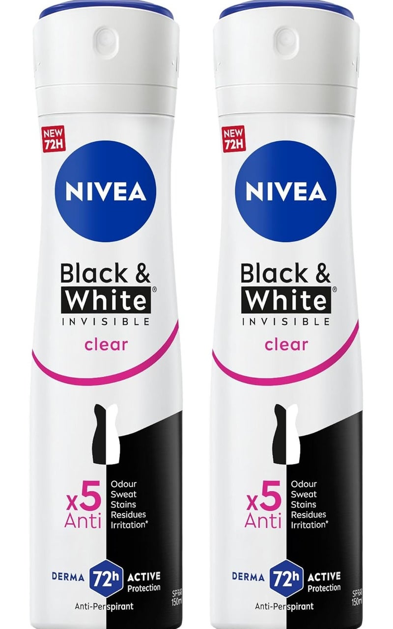 Nivea بخاخ مضاد للتعرق أسود وأبيض غير مرئي عبوة من 2 - Image 1
